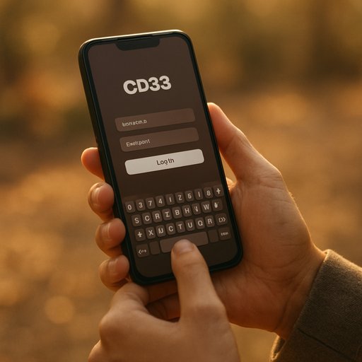 CD33 login screen on Android with keyboard