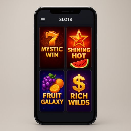 CD33 mobile app screen with slots catalog